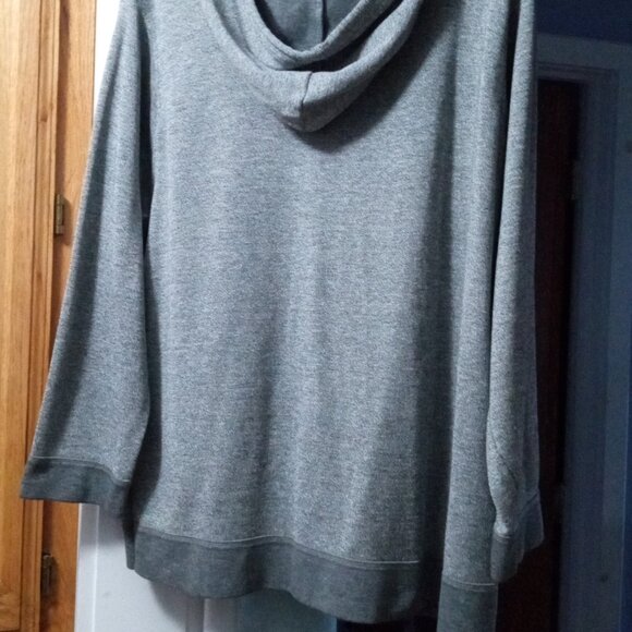 🌠 #179 Fine Ribbed Gray Zipper Hoodie - Picture 3 of 7